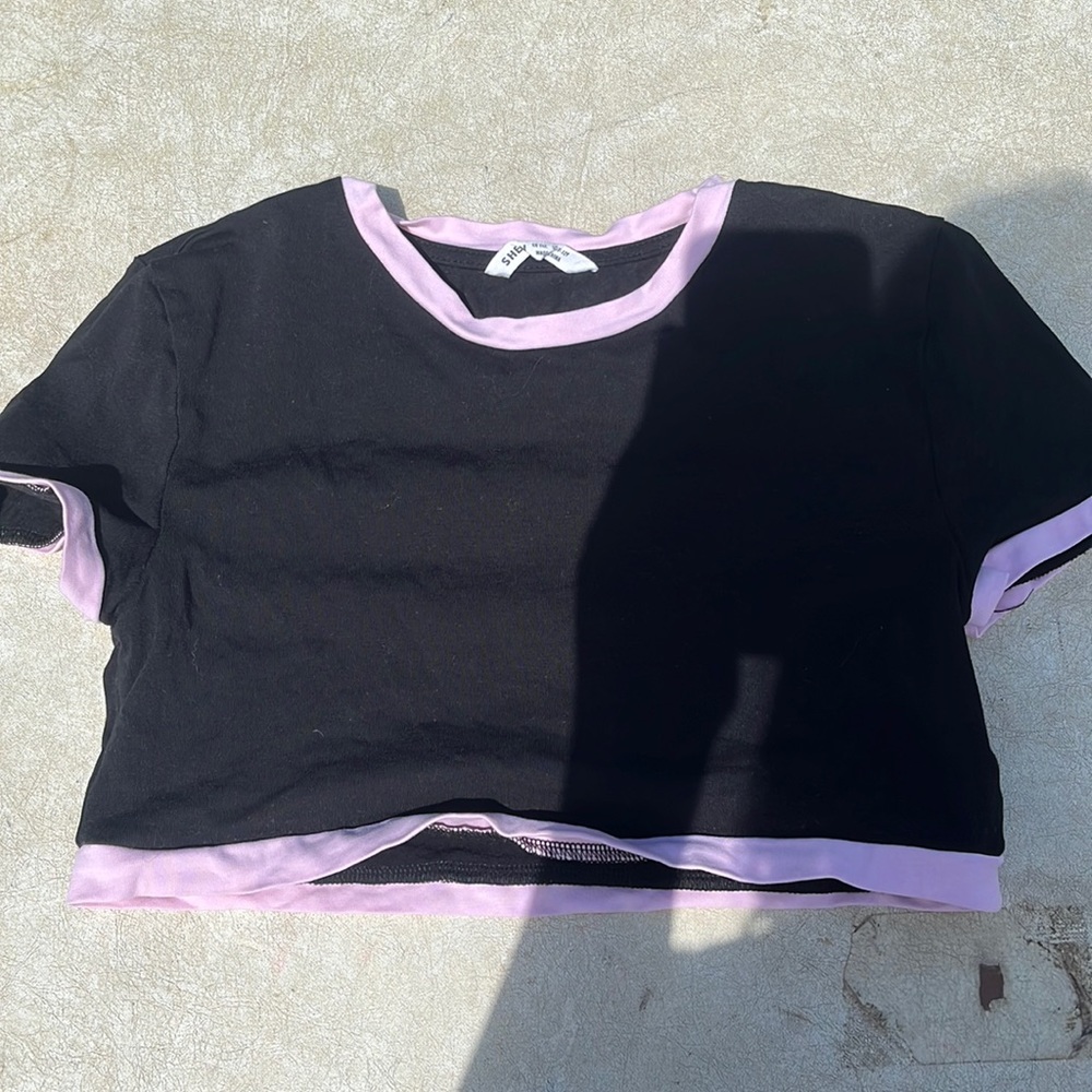 shein pink and black crop